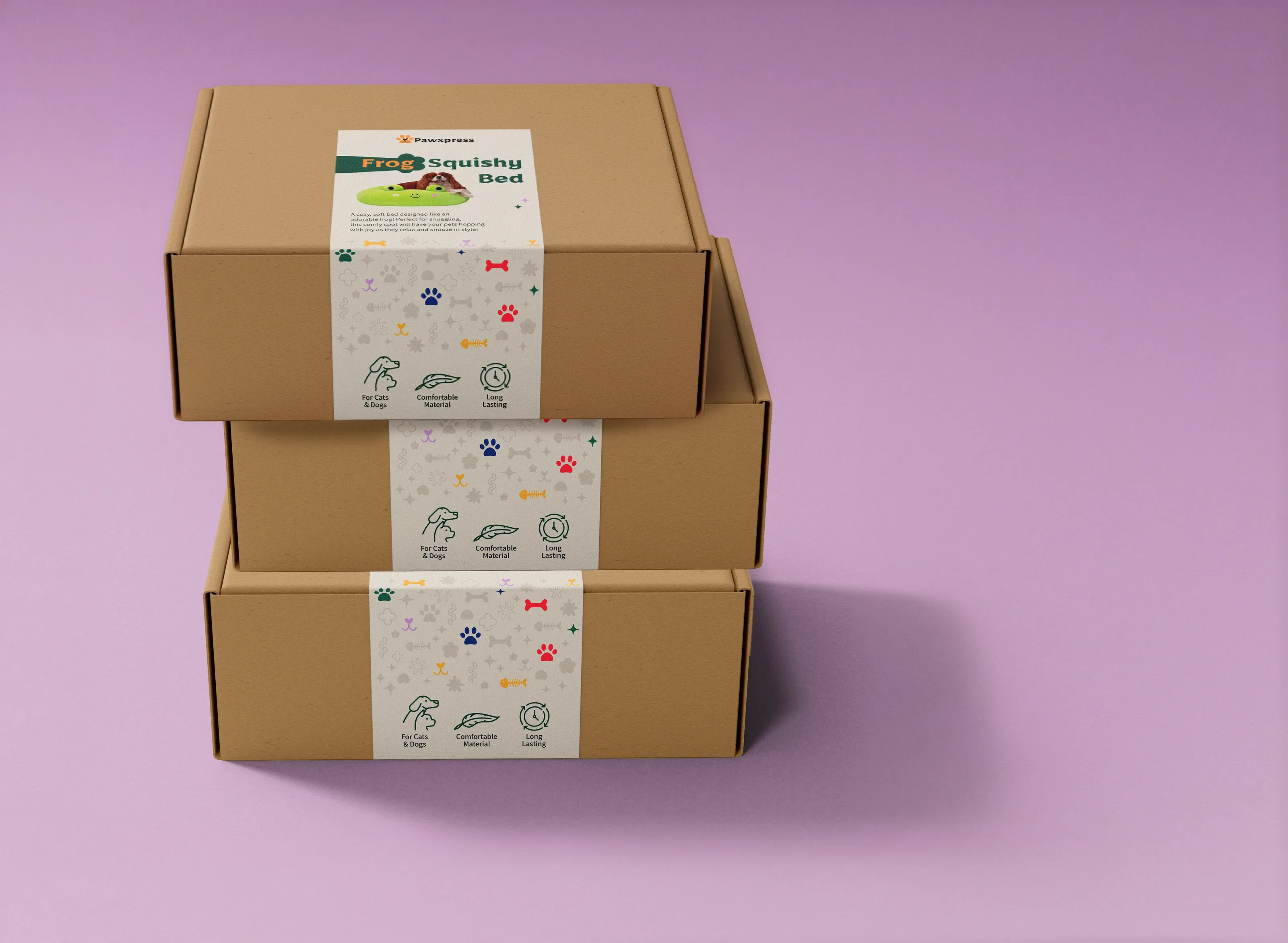 Pawxpress sticker for the rectangular mailer — design two